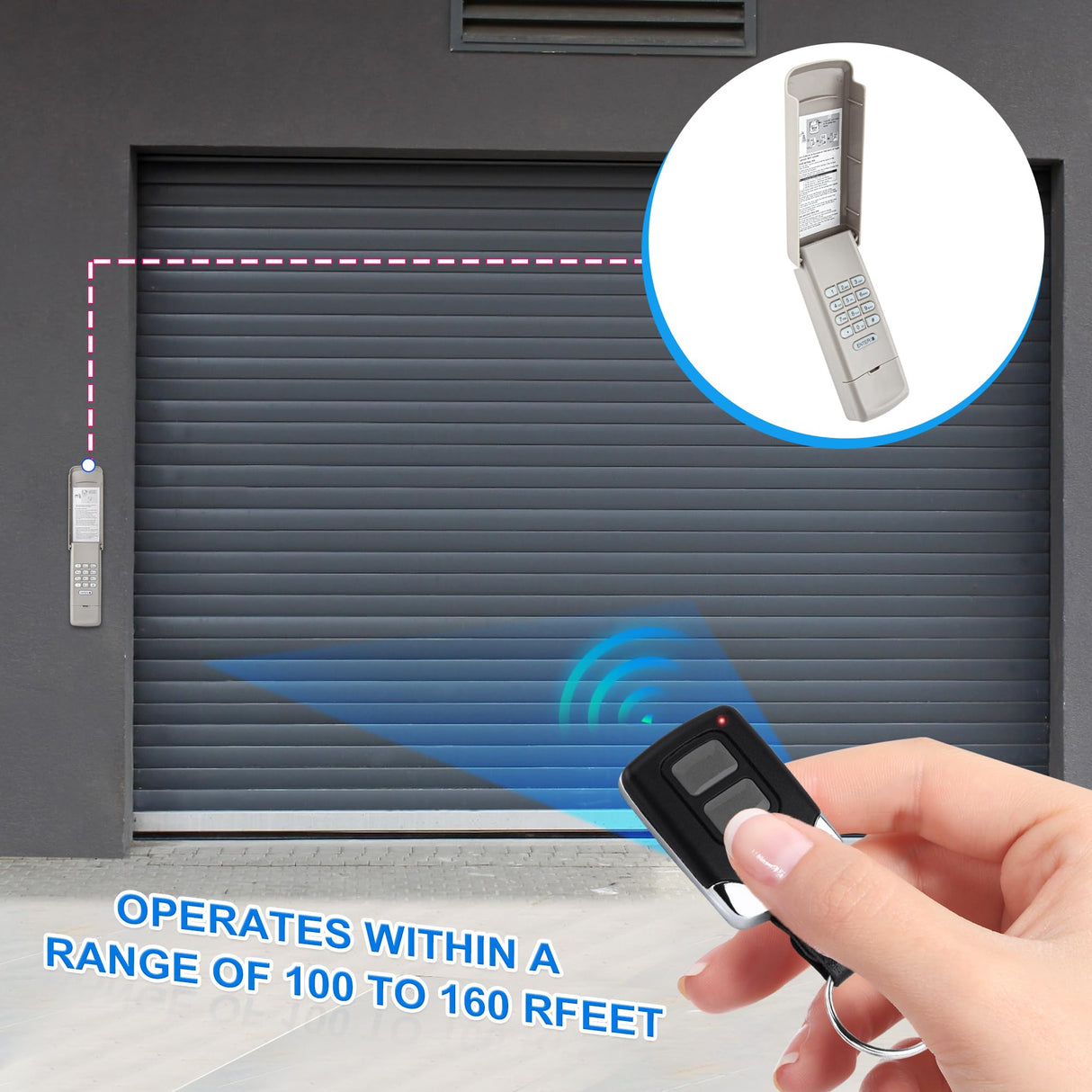 Garage Door Opener Keypad with 2 Garage Door Opener Remote for Liftmaster Chamberlain Craftsman Remote Keypad 877MAX 893LM 893Max 971LM 371LM, Purple Yellow Red Orange Learn Button