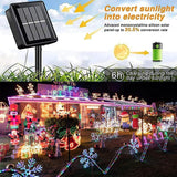 QITONG Multicolor Solar Christmas Lights, 2 Pack Each 33ft 100 LED Rope Light, Fairy Lights in Clear Thin Tube with 8 Modes