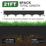 Galvanized Steel Landscape Edging Border 6 Packs 42'' L x 6.5'' H, Metal Landscape Garden Edging Border with 6 Stakes, Hammer-in Lawn Edging for Landscaping, Flower Bed, Yard, Pathway (21ft Total)