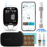 KETO-MOJO GK+ Bluetooth Glucose & Ketone Testing Kit + Free APP for Ketosis & Diabetes Support. 20 Blood Test Strips (10 Each), Meter, 20 Lancets, Lancing Device, and Control Solutions