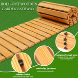 10FT Wooden Garden Pathway, Outdoor Roll Out Wooden Walkway Pathway Pavers