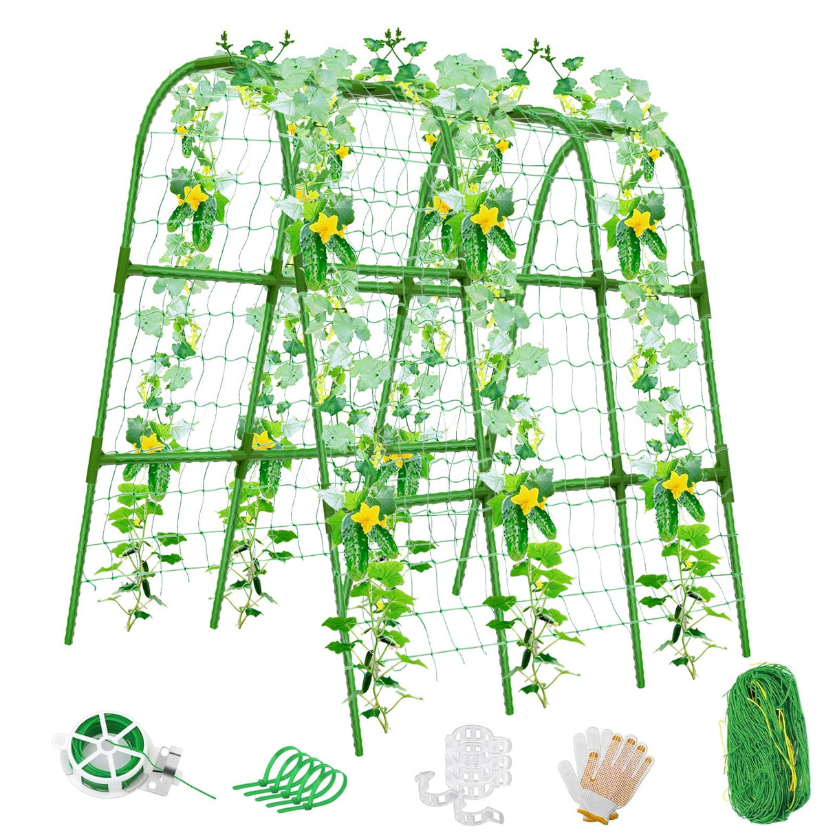 51x35x48in U-Shape Metal Arch Cucumber Trellis for Raised Bed with Net