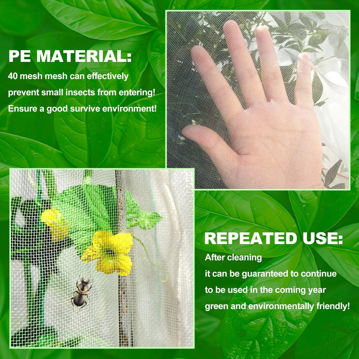 Large Fruit Orchard Netting, 6.56 x 6.56 FT Plant Netting with Zipper and Drawstring, Garden Netting to Protect Fruit from Anti Birds, Bugs, Cicadas, Insects