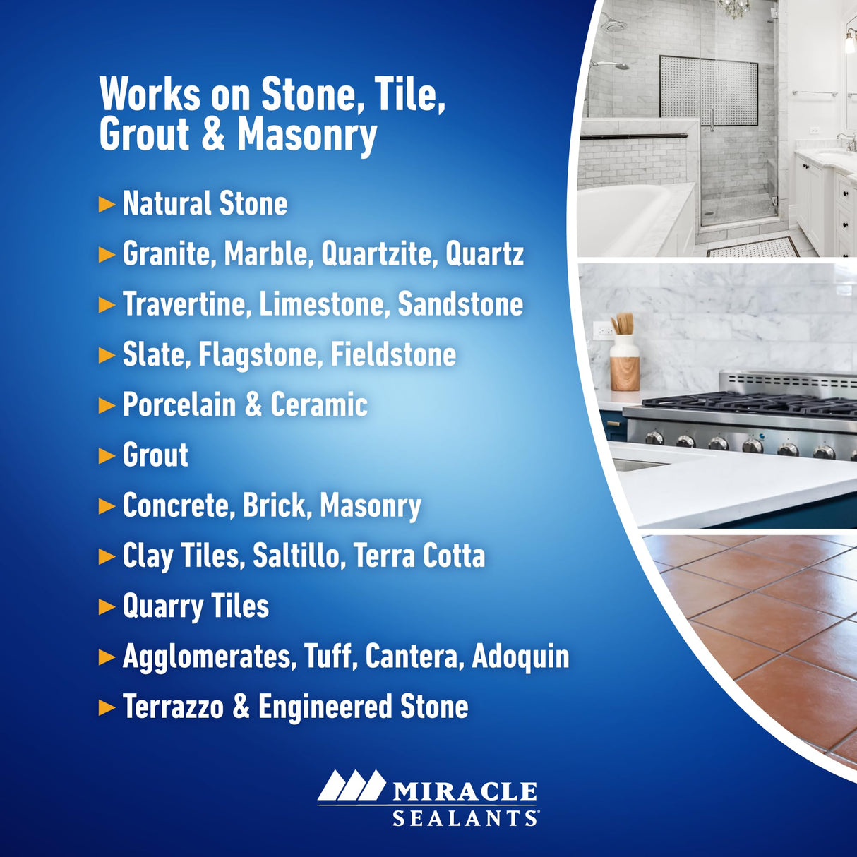 Miracle Sealants 511 Impregnator Advanced Penetrating Sealer for Countertops, Stone, Tile & Grout, Quart