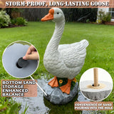 HISUMER Porch Goose Statue Large White Porch Goose Big Resin Garden Lawn Yard 20 inches High Figurine Duck Decorative Figurine for Patio, Entryway Accent Indoor Outdoor Garden Gift