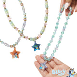 LUV HER Bluey Girl's Jewelry Set - Dress up 9 Piece Toy Jewelry Box Set with Bead Necklace, Bracelet and Ring - Play Accessories - Ages 3+
