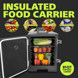 Pearington Commercial-Grade Insulated Food Pan Carrier for 5 Full-Size Pans, End-Loading Non-Electrical Stackable Hot Box Food Warmer with New Stainless Steel Latches, Black