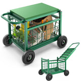 Garden Cart with Seat,3-in-1 Rolling Seat with Wheels for Seniors Gardening