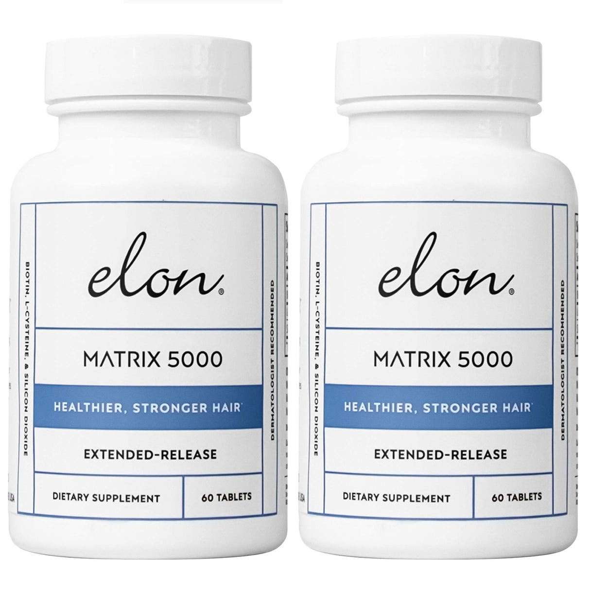 Elon Matrix 5000 - Biotin 5000mcg Vitamins for Hair Growth w/Extended Release - Promotes Healthy & Strong Hair - Pack of 2 (120 Day Supply)