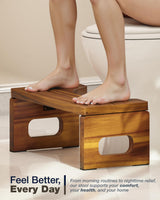 BLUEWEST Foldable Toilet Stool, Acacia Wood Poop Stool for Potty Training, 7 Inch Non-Slip Bathroom Step with Collapsible Design for Adults
