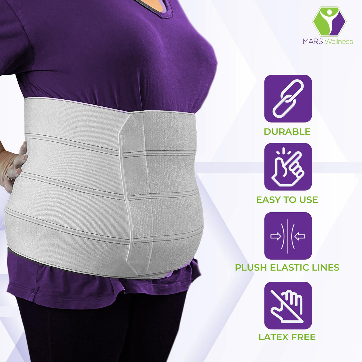 MARS WELLNESS Premium Plus Size Bariatric Abdominal Binder - 12" 4 Section/Panel - Bariatric Binder Abdominal Brace for Men or Women - Fits Waist Sizes 72" - 96"