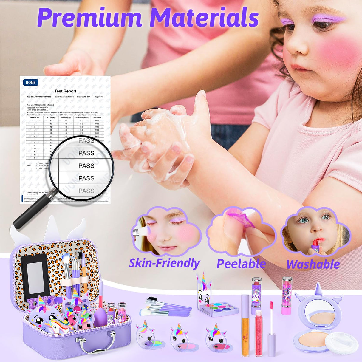 Kids Makeup Kit for Girl - Kids Washable Makeup Girls Toys with Cosmetic Case, Real Girl Makeup Sets for Toddler Kid Children Christmas Birthday Gifts Toys for 3 4 5 6 7 8-12 Year Old Girls