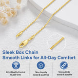 Jewlpire 14K Gold Plated Chain Necklace for Women, 1.3MM Box Chains Necklace 14K Gold Plated Chain for Women Thin & Sturdy Womens Chains Necklaces, 26 Inches