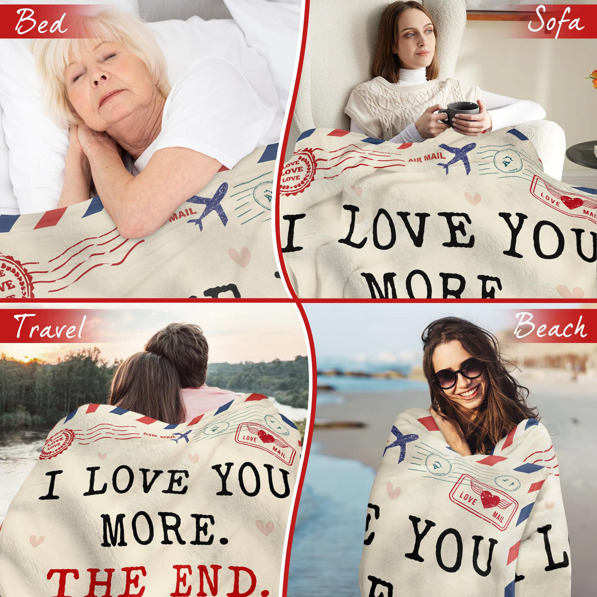 WRAPIX Christmas Anniversary Couple Gifts for Women - I Love You More Soft Fleece Throw Blanket 50x60 in - Birthday Romantic Gifts for Girlfriend Boyfriend Wife Husband, I Love You Gift for Him Her