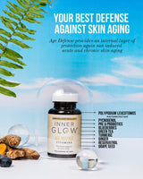 Inner Glow Age Defense Vitamins - Dermatologist and Plastic Surgeon Developed to Fight photoaging and Melasma, Polypodium Leucotomos Antioxidant Formula – Vegan, Gluten-Free – 60 Capsules