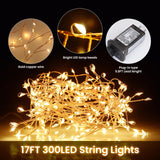 Dailyart 300 LED Fairy Lights with Remote, Warm White, 8 Modes, Plug in, Waterproof, Christmas Decoration, 10ft