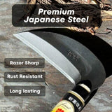 Hounen Miyawaki Nejiri Kama Weeder – Japanese Weeding Sickle, Twisted Stainless Steel, 4.7 in (12 cm) Blade, 13 in (33 cm), Root Slicer for Garden Beds & Crabgrass, Made in Japan (High-Carbon Steel)