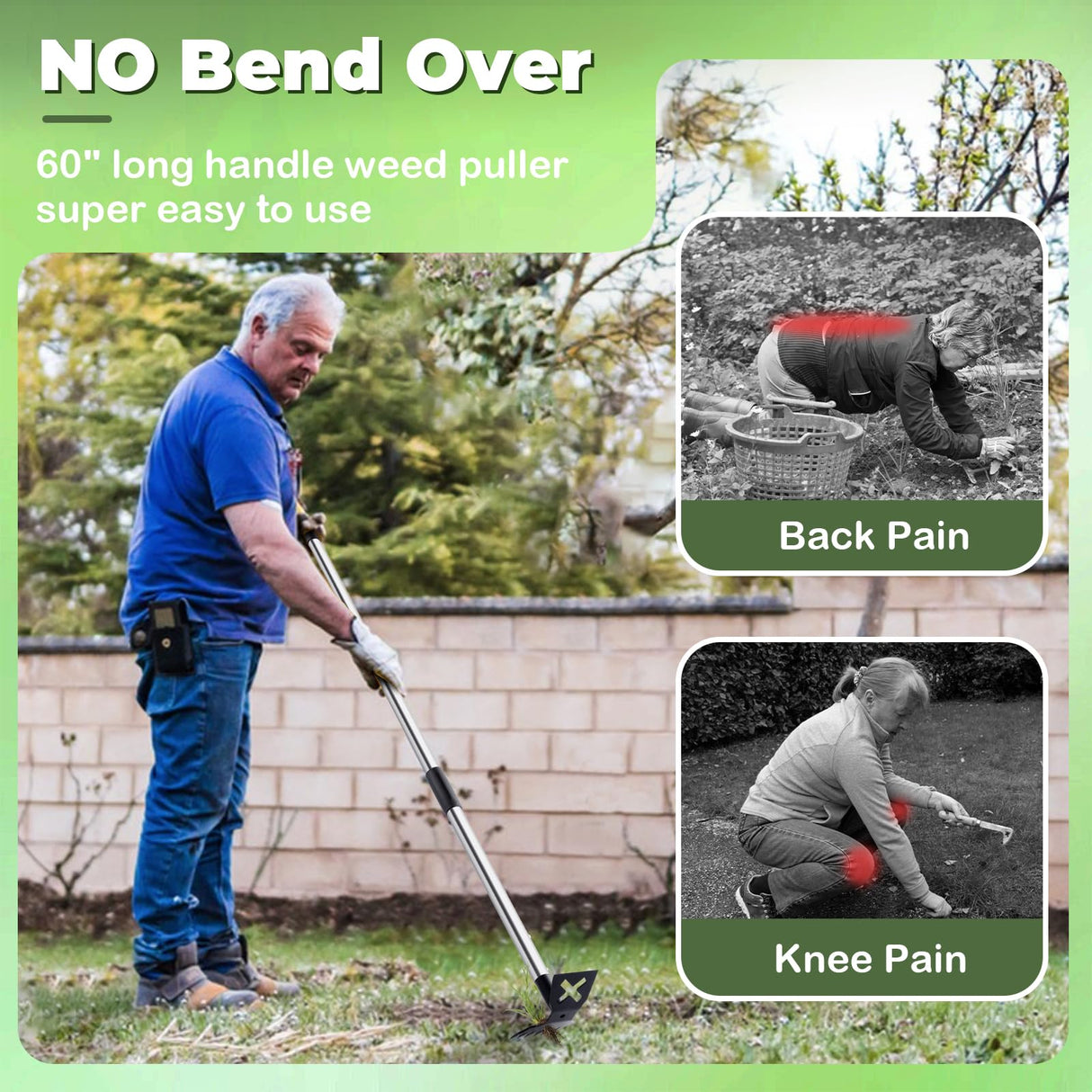 LAWFYMORI Weed Puller Tool with Long Handle, 60" Garden Weeding Tool