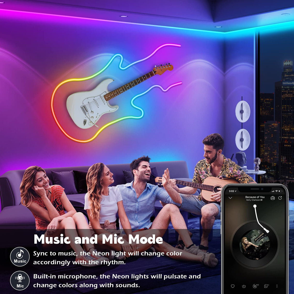 AILBTON 50Ft Neon Rope Lights,Flexible Led Rope Lights Control with App/Remote,Multiple Modes Music Sync Gaming RGB Led Neon Lights for Bedroom Outdoor