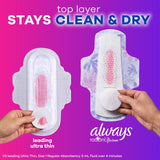 Always Radiant Feminine Pads for Women, Flexfoam Pads with Wings, Size 1, Regular Absorbency, Lightly Scented, 30 Count x 6 Packs (180 Count total) (Packaging May Vary)