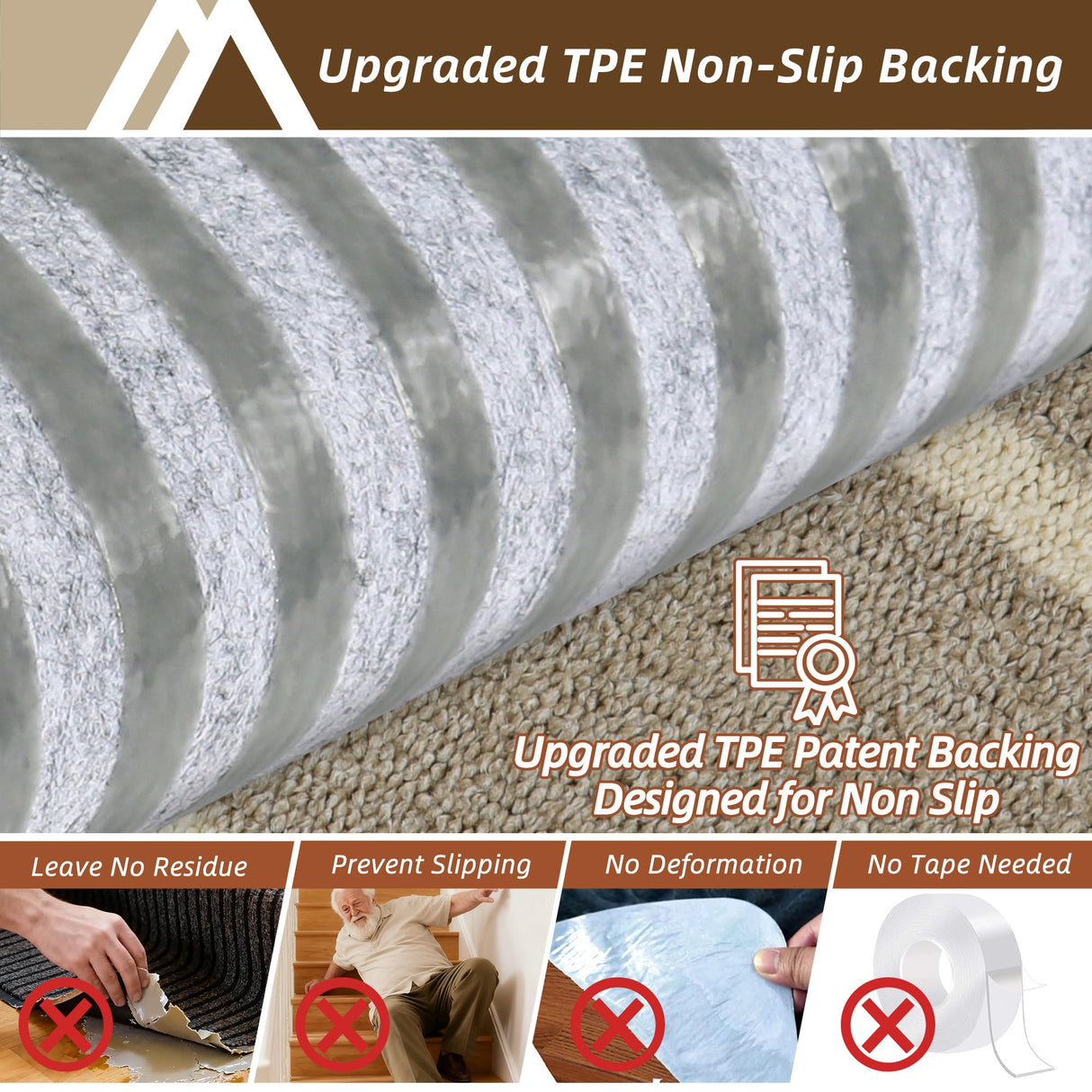 COSY HOMEER Soft Stair Treads 15pcs Non-Slip Carpet Mat 28inX9in Indoor Stair Runners for Wooden Steps,Stair Rugs for Kids and Dogs, 100% Polyester TPE Backing Beige