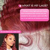 99j Burgundy Lace Front Wigs Human Hair 30 Inch 200 Density 13x6 Deep Wave Lace Front Wigs Human Hair Pre Plucked Red Curly Human Hair Wig HD Frontal Glueless Colored Wet And Wavy Loose Deep Wave