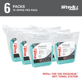 WypAll PowerClean ProScrub Heavy Duty Wet Towels (91367), Dual Action Cleaning, Large 9.5" x 12" Wipes, Refill Only (6 Packs of 75 Sheets, 450 Sheet Total)