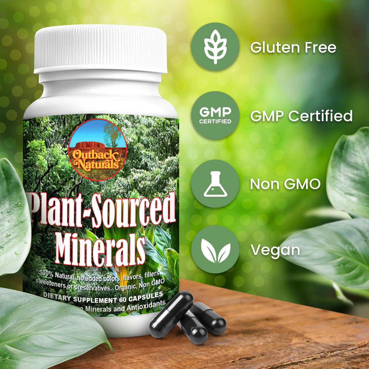 Outback Naturals Fulvic Humic Mineral Blend of Plant-Sourced Trace Minerals, Fulvic & Humic Extracts for Immune Support, Vitality, Hydration & General Health - Pure Body Essentials - 60 Capsules