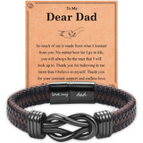 EYQV Gift for Dad from Daughter Son, Dad Infinity Leather Bracelet for Men