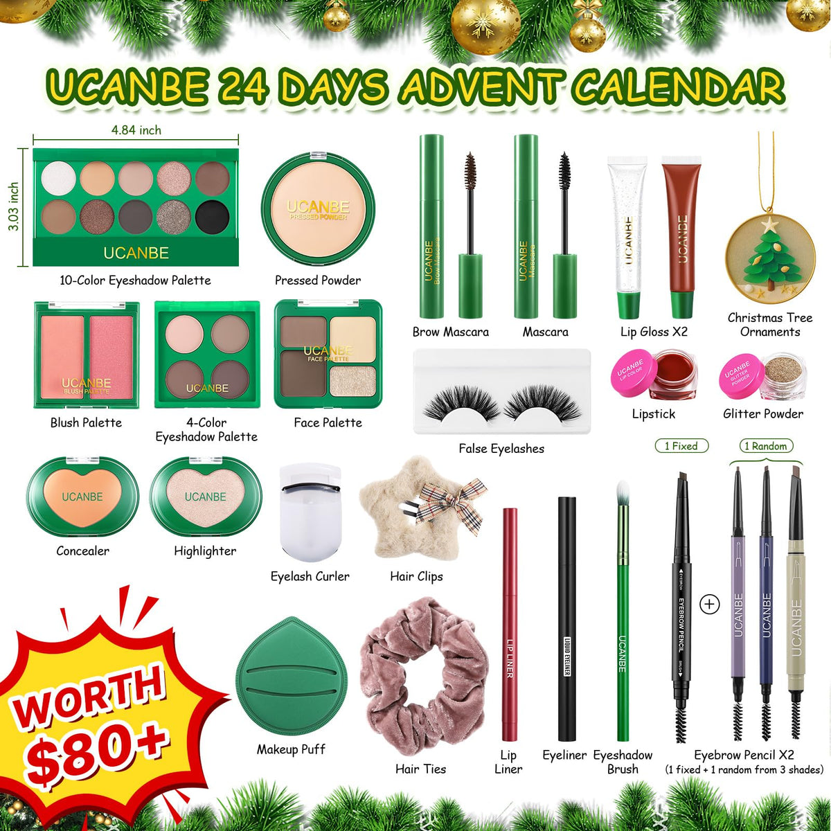 UCANBE Makeup Advent Calendar 2026 for Women Teens Girls, 24 Piece Christmas Holiday Gift Sets, Beauty & Cosmetic Surprises Countdown