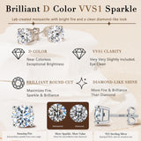 Impalsory 1CT Moissanite Stud Earrings for Women and Men, 6.5mm, 4 Prong