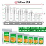 WANANFU Size 000 Empty Capsules Vegetarian (500 Count) Bundle with Micro Lab Spoon, Clear Fillable Veggie Pill Capsules 000 for Making Your Own Supplements