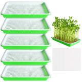 EBaokuup 10 Pack Seed Sprouter Tray with Drain Holes - BPA Free Seed Garden Plant Germination Propagation Trays, Soil-Free Wheatgrass Tray Sprouter Microgreens Growing Kit with Germinating Paper