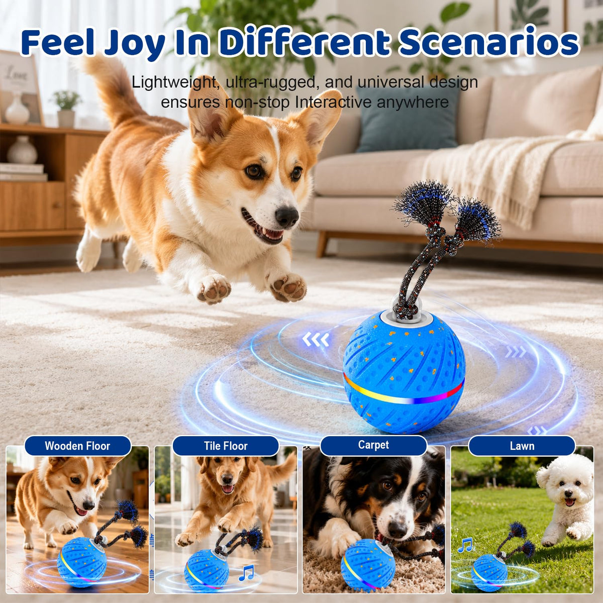 Smart Interactive Dog Toys Ball for Aggressive Chewers Medium Large,E-TPU 1