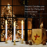TUDAK Electric Christmas Window Candle Lamp - 6-Pack | Brass-Plated Base with LED Bulbs | Dusk-to-Dawn Auto Sensor | Turns On in Dark, Off in Light | Ready to Use!