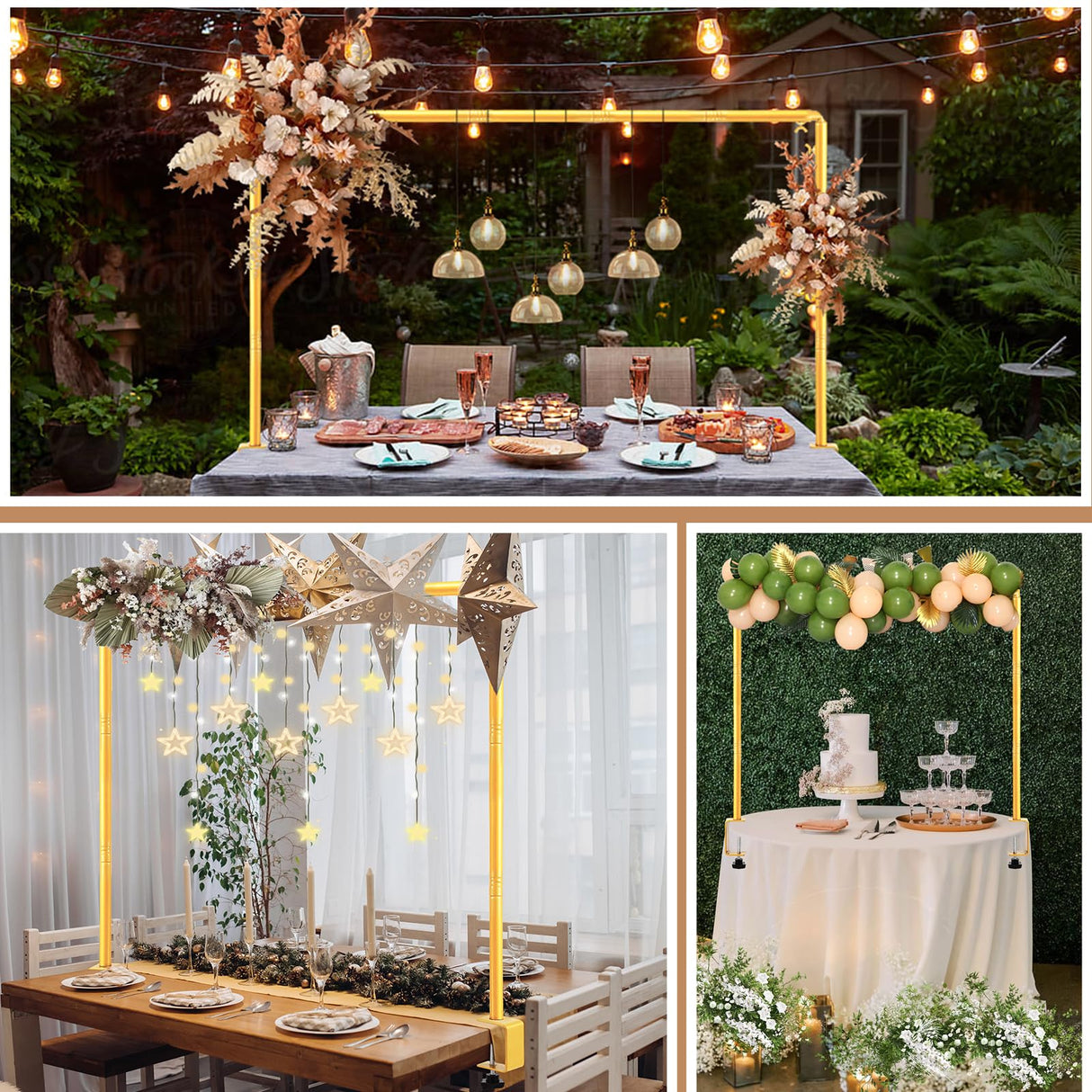 Over The Table Rod Stand with Clamps Gold Table Balloon Arch Frame