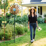 LimeHill Wind Spinners Outdoor Metal Large Wind Spinners for Yard and Garden, Kinetic Wind Sculptures & Spinners with Stake for Family (24" W x 84" H)