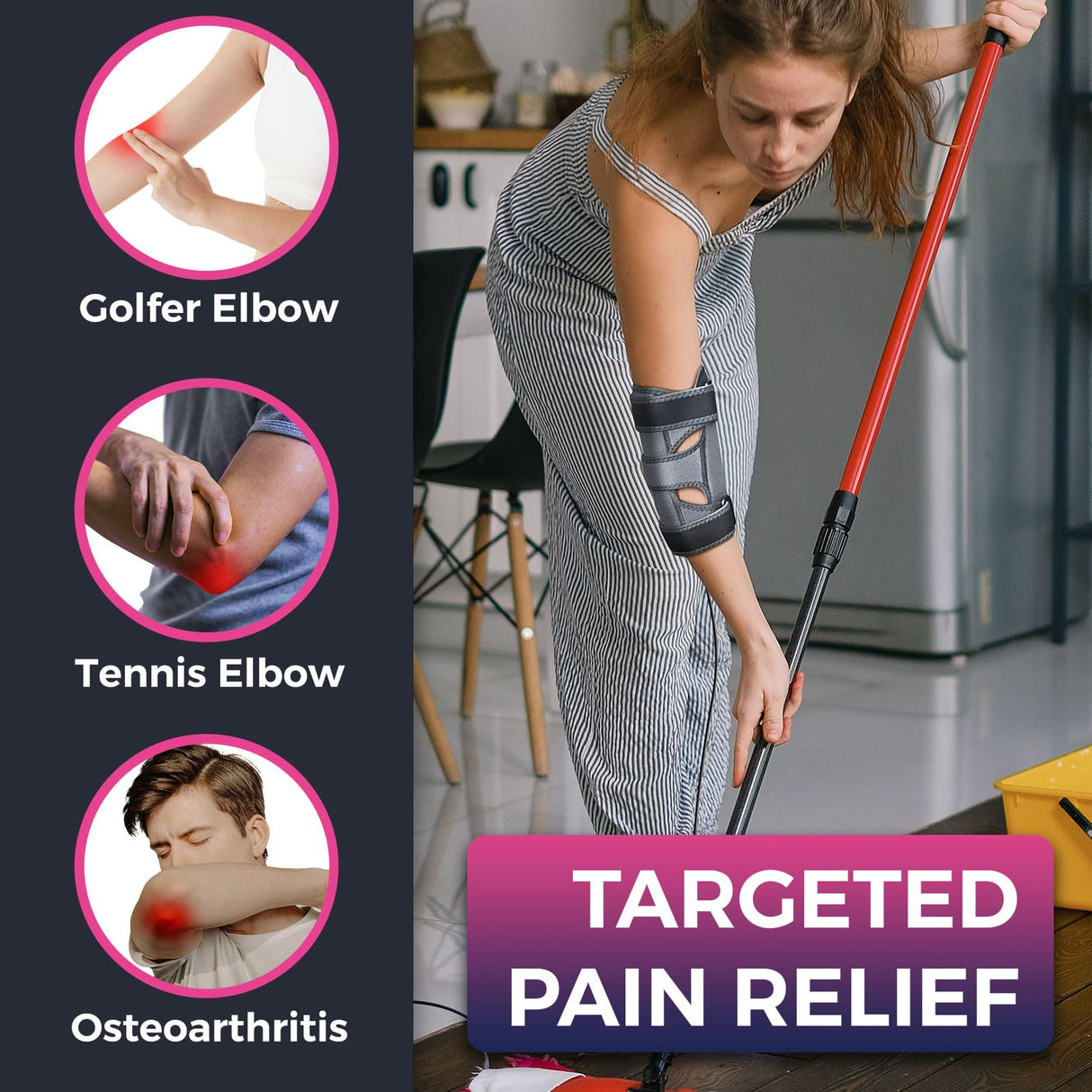 CREATRILL Elbow Heating Pad for Cubital Tunnel and Tennis Elbow Relief, Heated Elbow Brace Arm Heating Pad Sleeve for Ulnar Nerve with Auto Off and Moist Heat Option