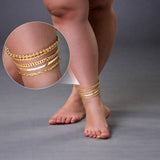 Poxtex Extra Large Anklets for Women Large Ankle, 14K Real Gold Dainty Anklets for Women Waterproof, 10"+2" Adjustable Large Ankle Bracelets for Women Plus Size, Ankle Bracelets for Women Trendy,