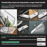 JOYMOOP Mop and Bucket Set with Wringer, Dust Mops for Floor Cleaning, Wall Cleaner with Long Handle,Wet and Dry Use - 8 Microfiber Mop Pads