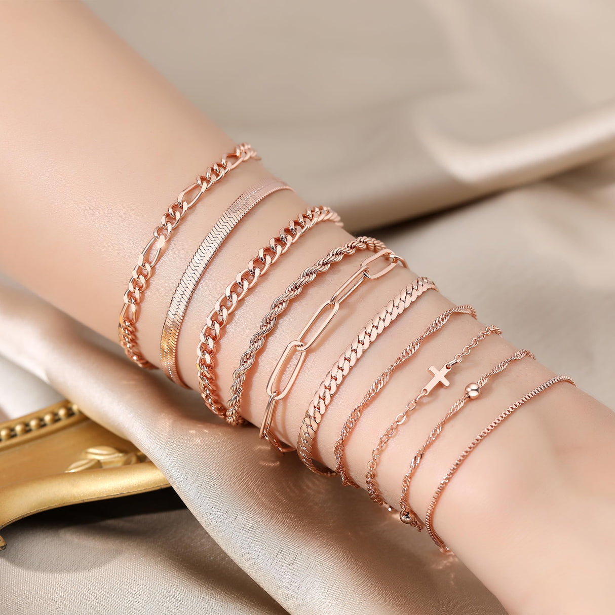 XIANNVXI 10pc Rose Gold Bracelets for Women