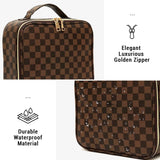 WIRIBEY Checkered Makeup Bag, Portable Makeup Bag with Adjustable Partition, Cosmetic Bags for Women Toiletry Travel Organizer Portable Make Up Bags for Christmas Birthday Gifts