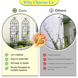 Lorenzo 2 Pcs 70 x 20 Inch Rustic Iron Garden Trellis for Climbing Plants Outdoor, Black Metal Arch Decoration Plant Supporting Perfect for Roses Flower Cucumbers Courtyards Lawns Clematis