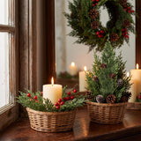 lovemoon 70Pcs Christmas Artificial Pine Stems with Red Berries, Faux Cedar Branches, Fake Christmas Greenery Pine Picks with Berries Stems for DIY Crafts, Garland Wreath & Home Xmas Decor (70)
