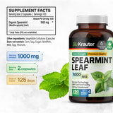 BIO KRAUTER Spearmint Capsules 1000 mg - 250 Count - Vegan Spearmint Supplement for Digestive & Respiratory Support - Mentha Spicata - No Fillers