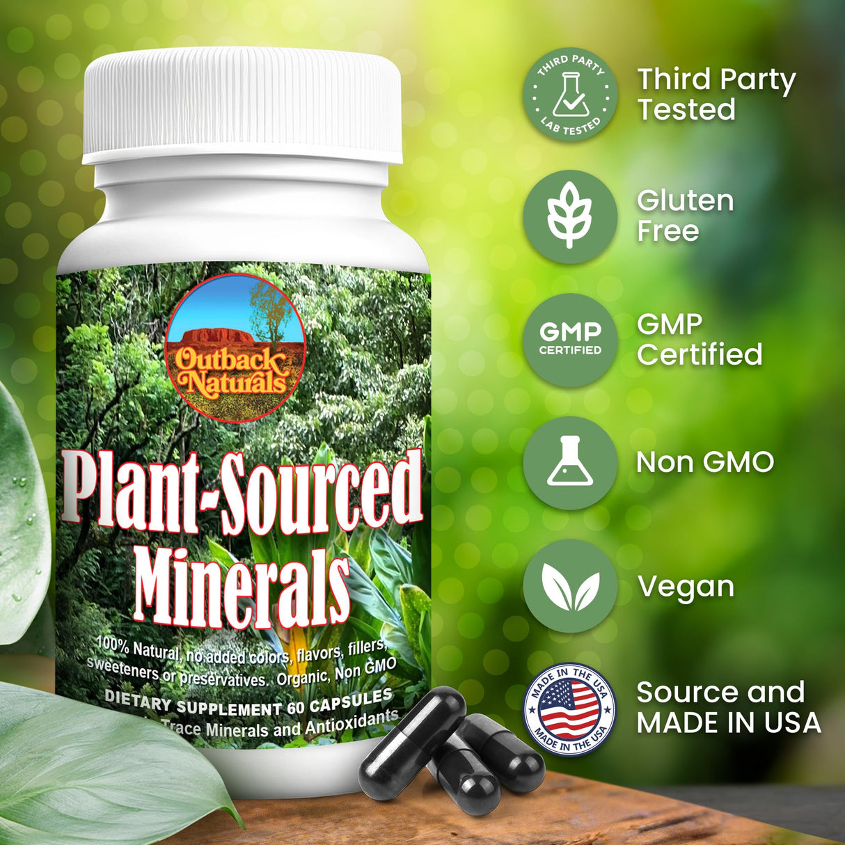 Outback Naturals Fulvic Humic Mineral Blend of Plant-Sourced Trace Minerals, Fulvic & Humic Extracts for Immune Support, Vitality, Hydration & General Health - Pure Body Essentials - 60 Capsules