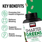FORCE FACTOR Smarter Greens Tablets, Greens Supplement with 25+ Superfoods and Antioxidants to Improve Digestion, Reduce Stress, Strengthen Immunity, and Support Metabolism, 90 Tablets