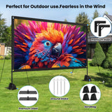 120inch Projector Screen with Stand: Portable Projector Screen Outdoor Indoor Front/Rear16:9 4K HD with Carry Bag Sandbag- Movie Screen for Backyard Moive Night, Camping, Theater