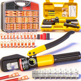 Twidec/230PCS Battery Cable Ends Kit AWG 8 6 4 2 1 1/0 2/0 Heavy Duty Copper Lugs Cable Wire Lugs,Copper Ring Terminals Connectors with Heat Shrink Tube and Hydraulic Crimping Tool With 9 Die