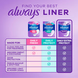 Always Anti-Bunch Xtra Protection Daily Liners, Long Length, Unscented, 136 Count x 2 (272 Count Total)